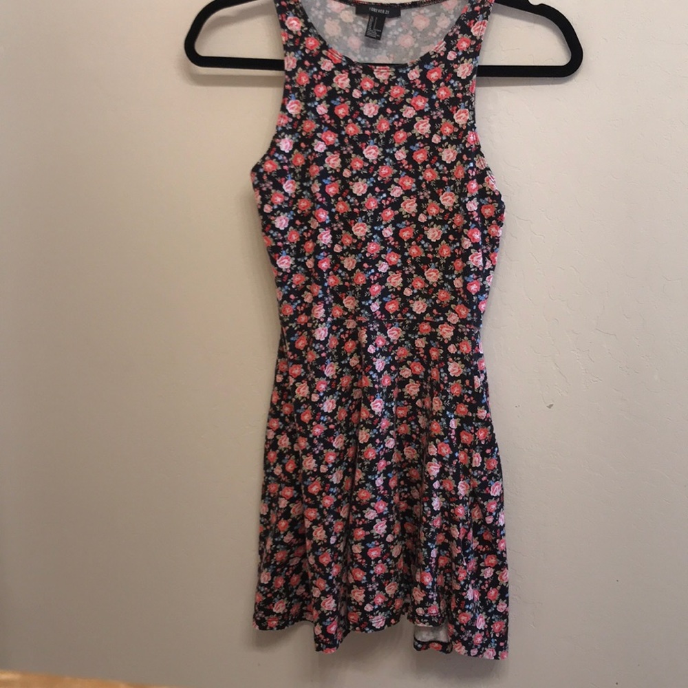 Pink and black floral dress